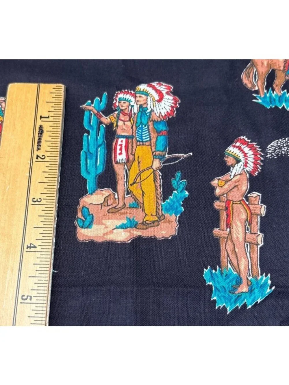 Cowboy & Native American Themed Cotton Fabric 1/2 yard x 44